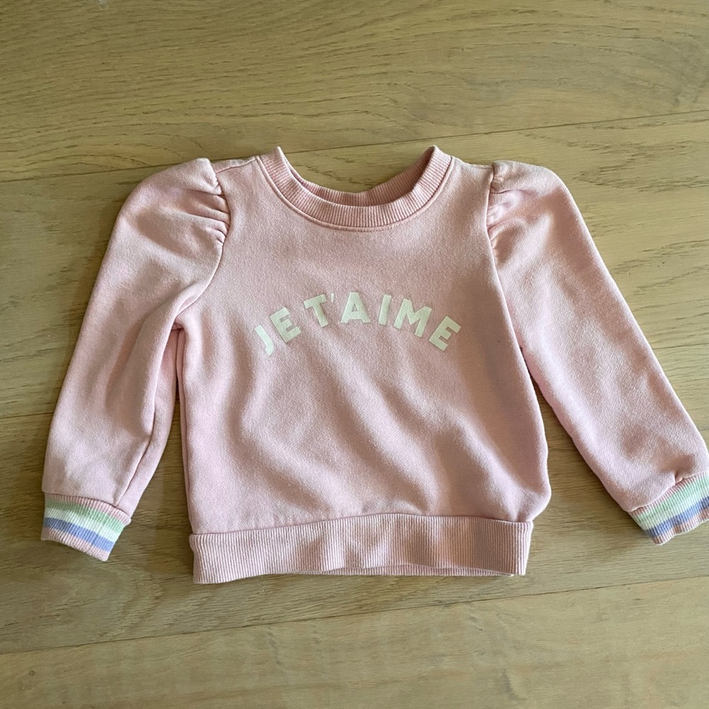 Janie & Jack Je’Taime Puff Sleeve Sweater